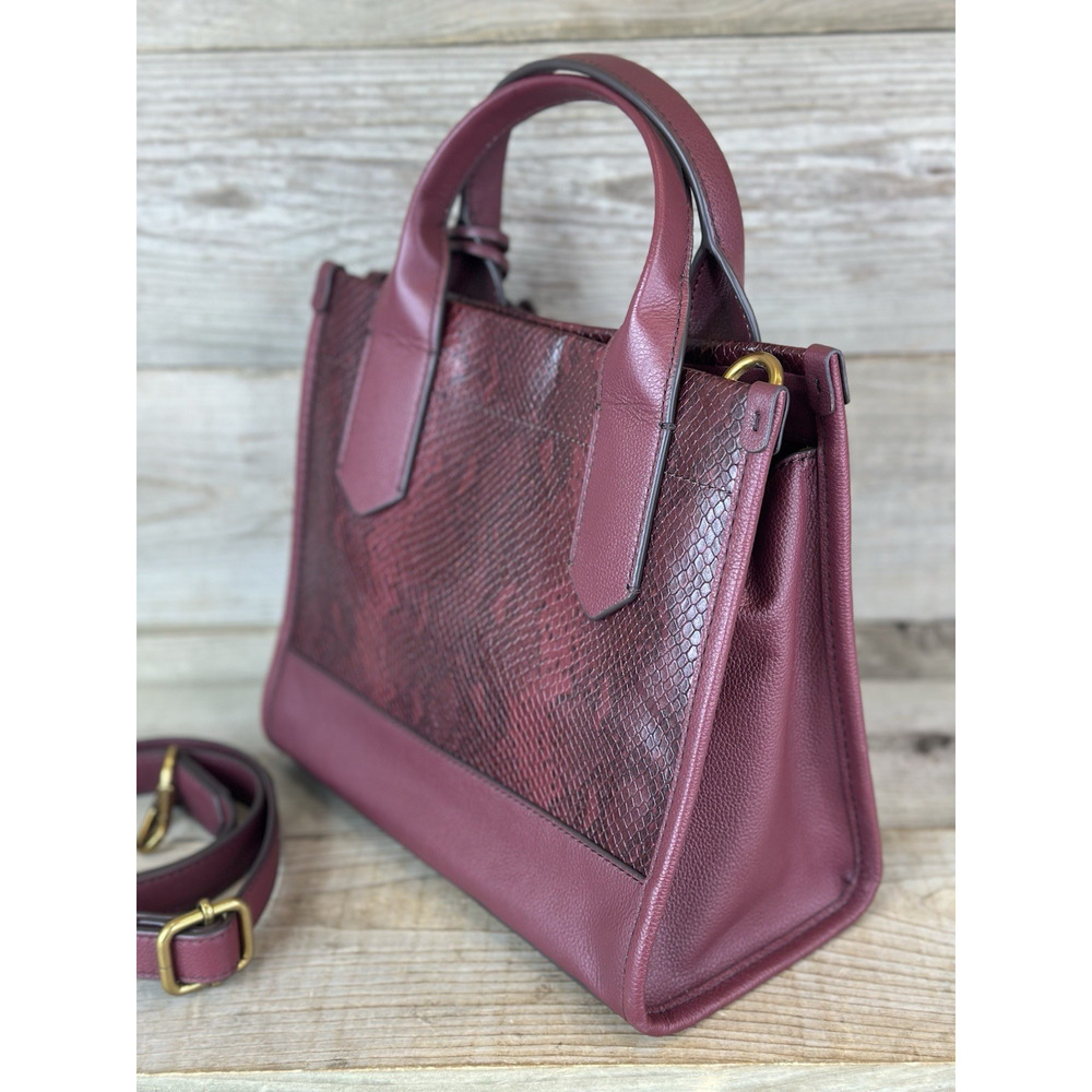 Fossil Kyler Satchel Wine Snake Python Embossed C… - image 3
